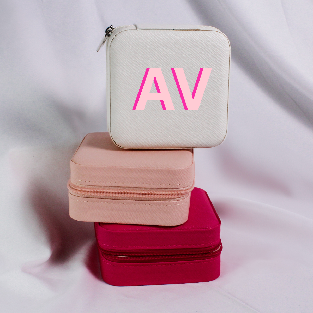 Bright Color Initials Personalized Travel Jewelry Box