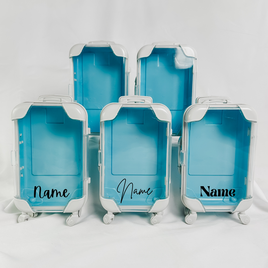 Light Blue Mini Suitcase Party Favor for Bachelorette - Filled