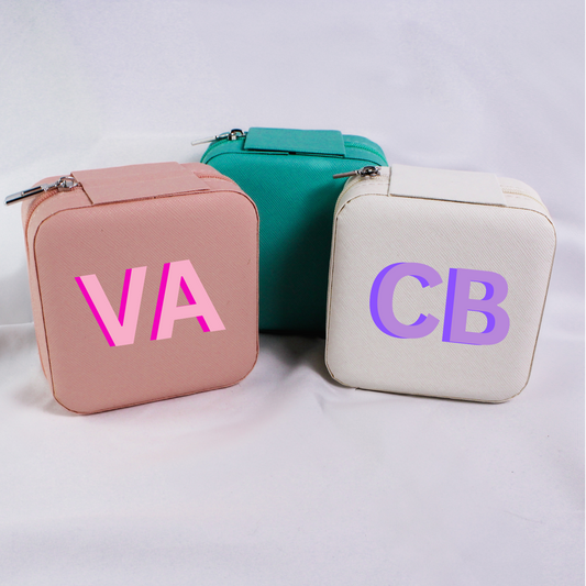 Bright Color Initials Personalized Travel Jewelry Box