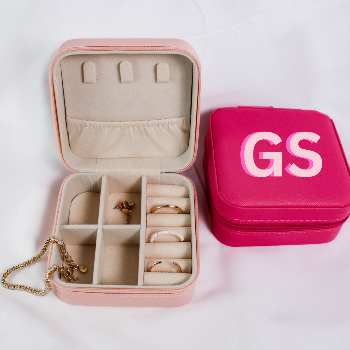 Bright Color Initials Personalized Travel Jewelry Box