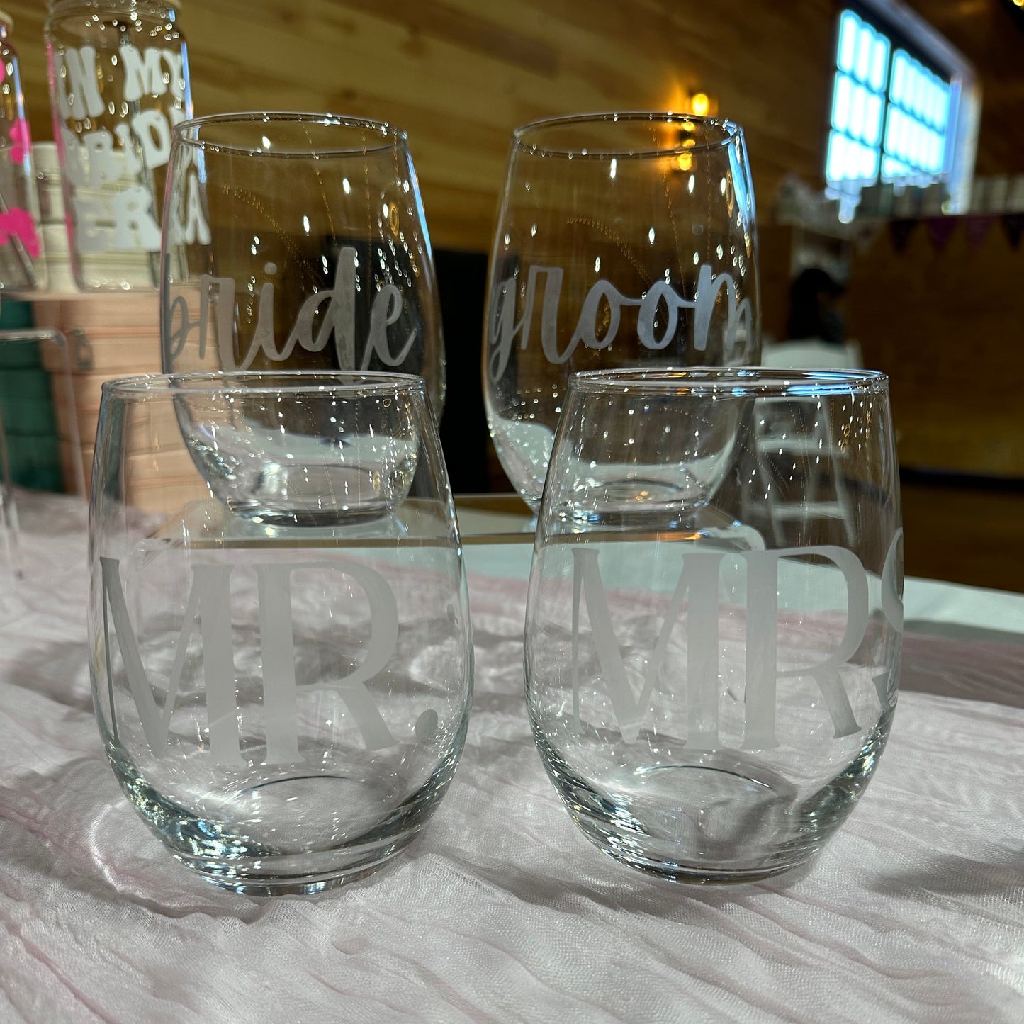 Personalized Clear Wine Glasses - Set of 2