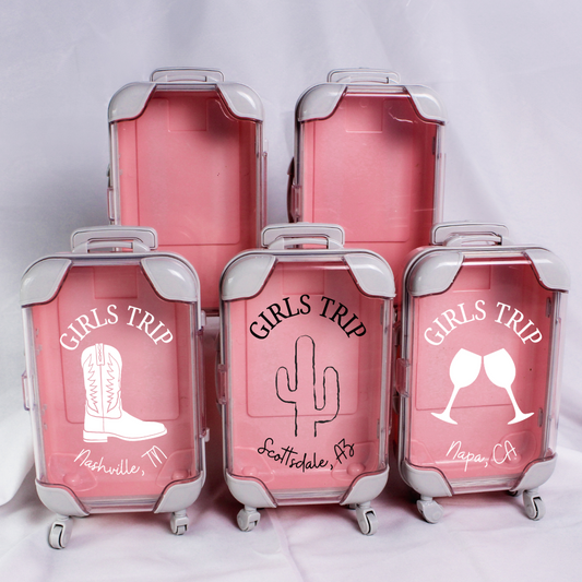 Girls Trip Design Blush Mini Suitcase Party Favor - Filled