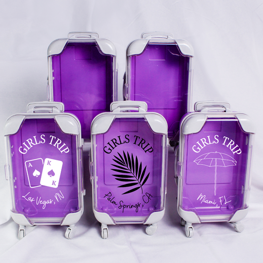 Girls Trip Design Purple Mini Suitcase Party Favor - Filled